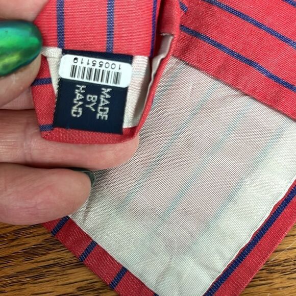 Polo by Ralph Lauren 100% cotton Red & Blue Striped Men’s Neck Tie made in USA - Picture 6 of 9